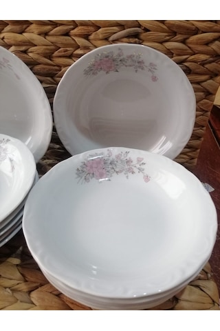Porland Porselen Rüya 19 Cm Büyük 12 Adet Çukur Yemek Tabak