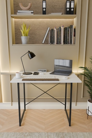 Metal Ayaklı Çalışma Masası Ofis Masası Beyaz 60 x 90 Beyaz