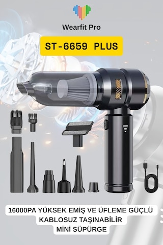 St-6659 Plus 16000pa Yüksek Emiş Üfleme Güçlü Kablosuz Süpürge