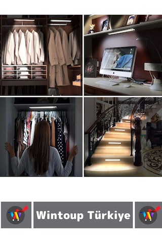 Premium Ev Oda Dolap İçi Çocuk Odası Gece Lambası Şarjlı Mıknatıslı Sensörlü Lamba 43 Cm Çok Renkli