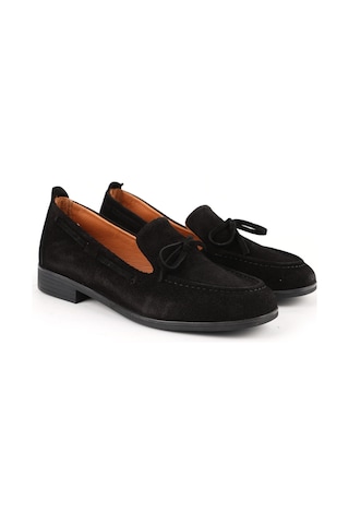 Mamma Mia Kadın Loafer Günlük Süet Fiyonklu Klasik Slip-on Anne Ayakkabısı 26y-7295 Siyah