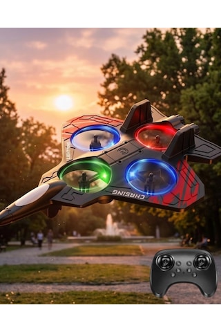 Uzaktan Kumandalı Drone Uçak Led Işıklı 360 Derece Akrobatik Hareket Özellikli