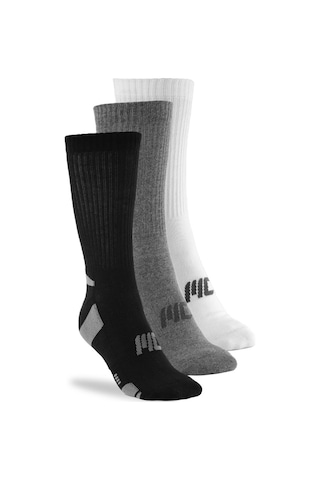 MuscleCloth Stay Fresh Uzun Çorap 3'Lü Paket Gri Beyaz Siyah Çok Renkli