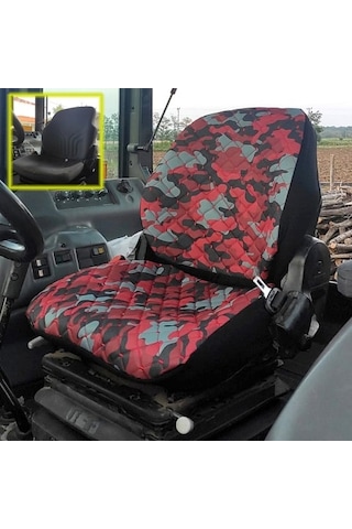 Kabinli Traktör Koltuk Kılıfı- Kırmızı Kamuflaj-Ithal Impertex