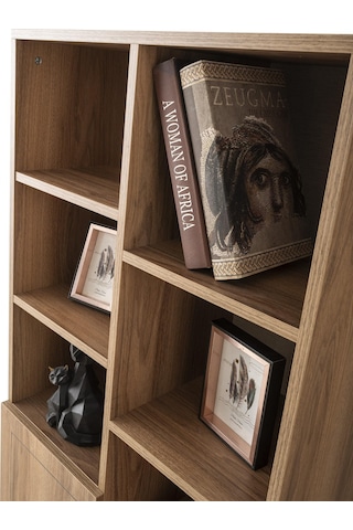 Hazar Raflı Kapaklı Kitaplık 70x37x180cm Ceviz