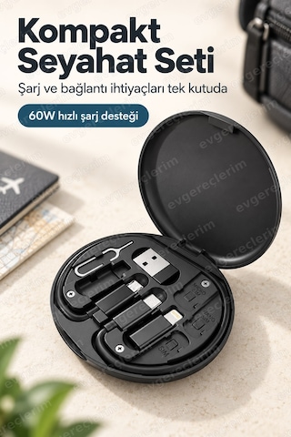 Kablo Dönüştürücü Seyahat Tipi 60w Usb Type-c Çoklu Şarj Seti