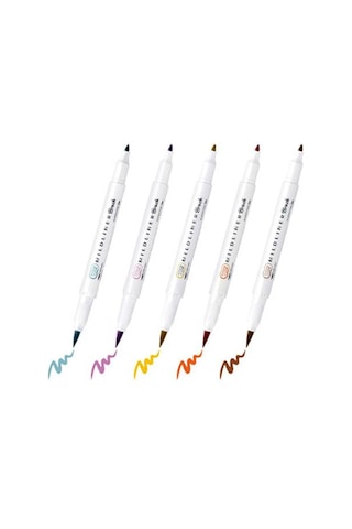 Zebra Mildliner Fırça Uçlu Fosforlu Kalem 5li Wft8 5crc Model 3 Çok Renkli