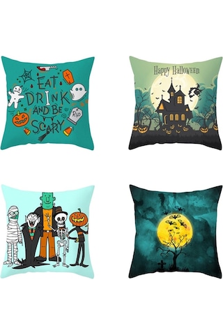 Teltree Cadılar Bayramı Dekoratif Yastık Kılıfı: Yumuşak Kadife, 45x45cm, 15 Farklı Desen Seçeneği Diğer