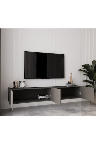 Capella Gri Mdf Country 4 Kapak Duvara Monte 160 Cm Tv Ünitesi