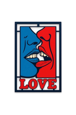 Pop Art Öpücük Love Metal Tablo 34x50 Cm Çok Renkli