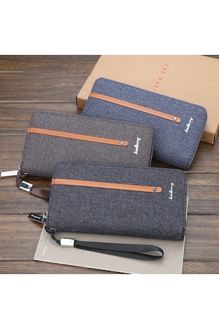 Zyzqstore Baellerry Kanvas Cüzdan Uzun Fermuarlı Vintage Çok Kartlı Debriyaj Erkek Kahve Kahverengi Kahverengi