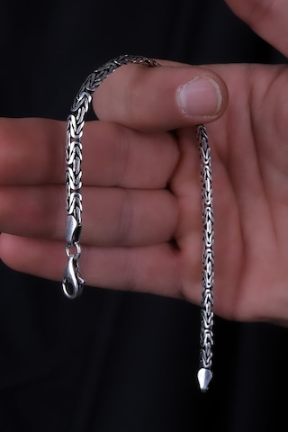 Encili Silver 925 Ayar Gümüş 4,5 Mm Ezme Kral Zincir Model Erkek Bileklik Gümüş