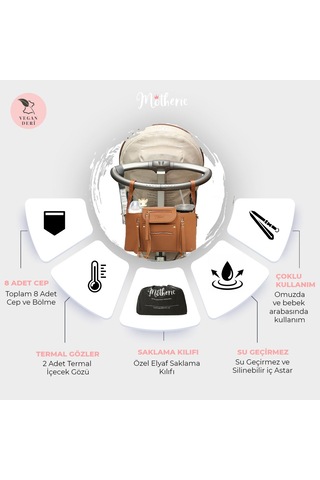 Motheric Bebek Arabası Organizer Çantası Taba