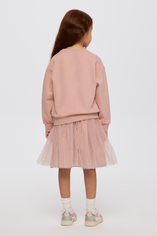 Panço Kız Çocuk Eteği Tüllü 2 Parçalı Pudra Elbise Pembe