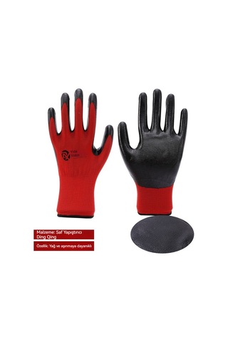 İş Sigortası Eldivenleri Aşınmaya Ve Kire Dayanıklı Kırmızı 24 Çift