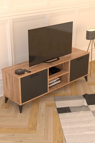 Mosse Tv Sehpası Tv Ünitesi Televizyon Sehpası Çam Antrasit 140 Cm Çok Renkli