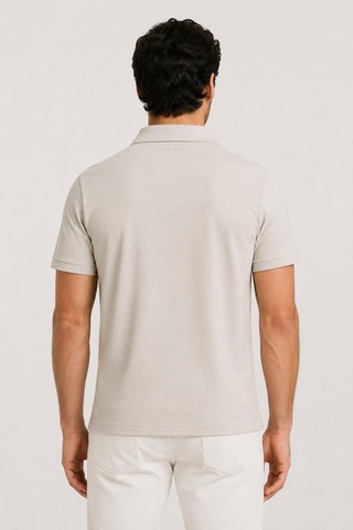 Alexander Gardi Kısa Kollu Fermuarlı Polo T-shirt Bej