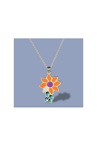Glaze Flower El Yapımı Emaye 925 Ayar Gümüş 14 Altın Kaplı Hediye Özel Tasarım Taşlı Kolye Küpe Seti Lila