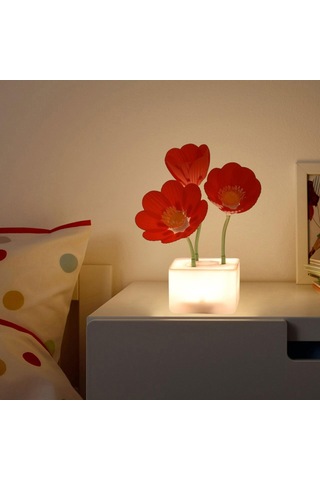 Homyl Otomatik Blooming Çiçek Gece Işık Yatak Odası Ekran Kırmızı Çok Renkli