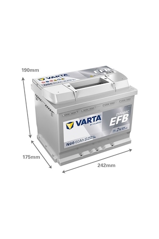 Varta N60 12v 60 Ah 640a Dynamıc Slı Start-stop Efb Akü Üretim Yılı: 2026