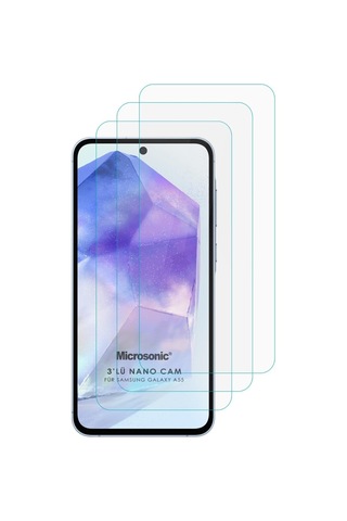 Galaxy A55 Screen Protector Nano Glass Cam Ekran Koruyucu 3 Lü Paket Galaxy A55 İle Uyumlu Ekran Koruyucu - Şeffaf