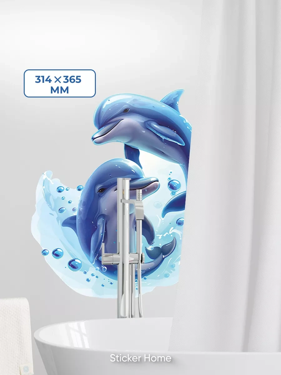 Sticker Home Su Geçirmez Yunus Banyo Çıkartmaları 244521906 Mavi