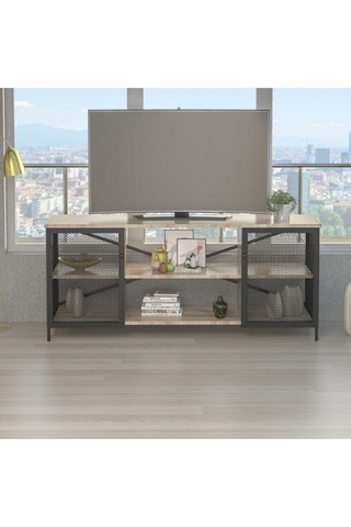 Endüstriyel Tarz 140 Cm Tv Sehpası/1903 Atlantik Çam - Siyah