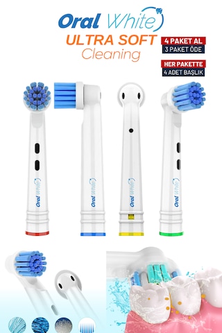 Oral White Ultra Soft Cleaning Dönen Başlıklı Ultra Yumuşak 4 Adet Yedek Başlık