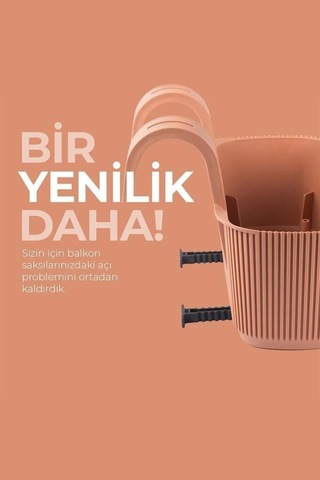Omnipazar Krs-249 Dekoratif Plastik Pera Askılı Balkon Saksı 3.2 Litre Gri