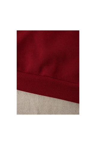 Esade Kadın Beyaz Sarı Çiçek Kol Baskılı Rahat Kalıp Bisiklet Yaka Bordo Sweatshirt Bordo