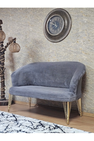 Zafir İkili Teddy Gold Kaplama Telli Ayak Çay Seti Koltuk İkili Berjer , Balkon, Salon, Ofis Gri