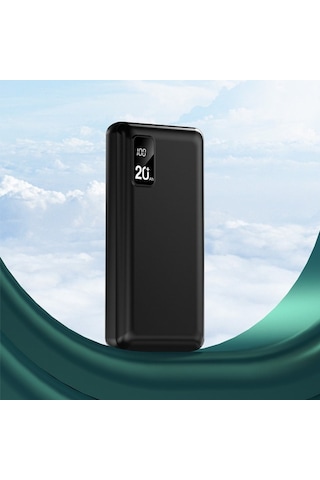 20000mah Dahili 3 Kablolu Dijital Ekranlı Led Fenerli Kompakt Taşınabilir Powerbank Kamp Seyahat Şarj Cihazı-1678 BEYAZ