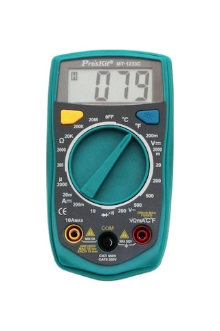 Proskit Mt-1233c Dijital Multimetre Sıcaklık Ölçer, Ac/dc Volt & Akım Ölçüm Cihazı