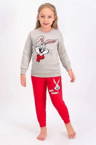 Bugs Bunny Lisanslı Bejmelanj Kız Çocuk Eşofman Takımı Bej Melanj