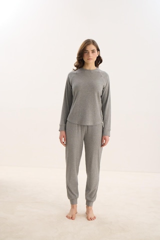 Kadın Uzun Kol Gri Mlelanj Pijama Takım C3t7n0o61 001