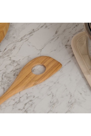 Tivoli Zeytin Ağacı Büyük Delikli Spatula - Açık Kahverengi - 30 Cm Açık Kahverengi