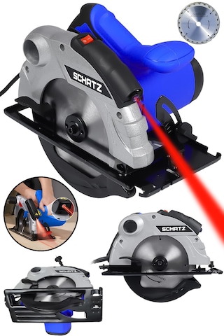 Schatz Profesyonel 1400w Metal Şanzıman Lazerli Daire Testere Bakır Sargılı Sunta Kesme Makinesi Mavi