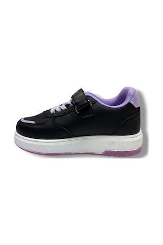 Prokids 4011-26 Cilt Deri Labubu Maskotlu Anatomik Kız Çocuk Sneaker Siyah Lila 31-35 Siyah