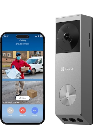 Ezvız 2k Ve 1080p Çift Kameralı Görüntülü Kapı Zili, Güneş Panelli Kablosuz Kapı Zili, Kişi Algılama, Paket Algılama, Çift Yönlü Ses Ve Renkli Gece Görüşü, 32 Gb Emmc Depolama, Ep3x Pro