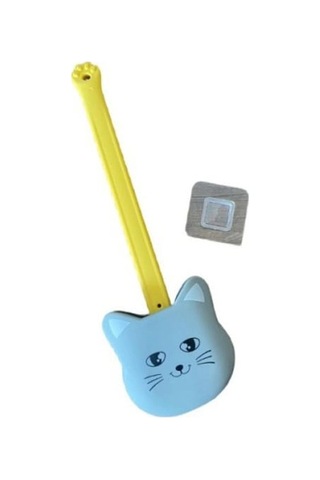 34 Cm Kullanıma Uygun Kedi Tasarımlı Ergonomik Tuvalet Fırçası 000 Açık Krem