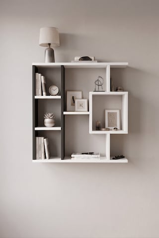 Reyo Enda Home Yegane Duvar Rafı, Duvar Kitaplığı, Dekoratif Kitaplık, Modern Kitaplık Antrasit - Beyaz