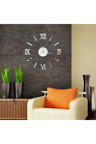 Springsun Yerel İç Mekan Dekorasyonu Akrilik Yansıtıcı Duvar Saati - Sessiz Hareketli, Doğru Zaman, Gümüş Renk Pil Dahil Değil Gümüş