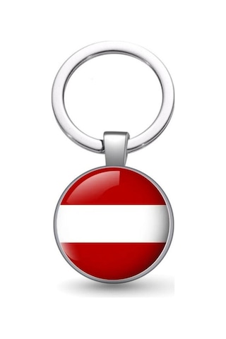 Tamgacrafts Avusturya Austria Bayrağı Metal Anahtarlık Ülke Temalı Hediyelik Çok Renkli