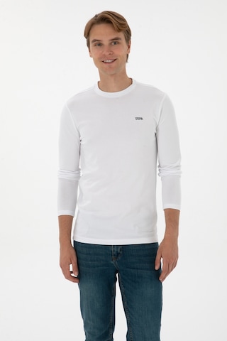 U.S. Polo Assn. Erkek Slim Fit Bisiklet Yaka Beyaz Süprem Basic Sweatshirt 50313744-VR013