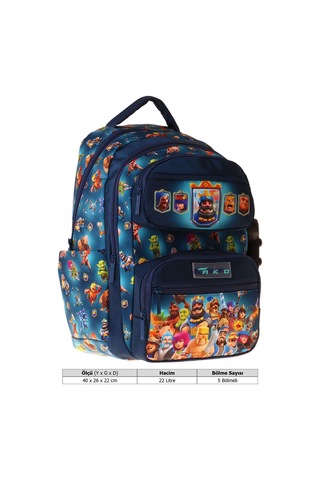 Kaukko Kids Beş Bölmeli Erkek Çocuk Boom Baskılı Lacivert İlkokul Okul Sırt Çantası - L5419