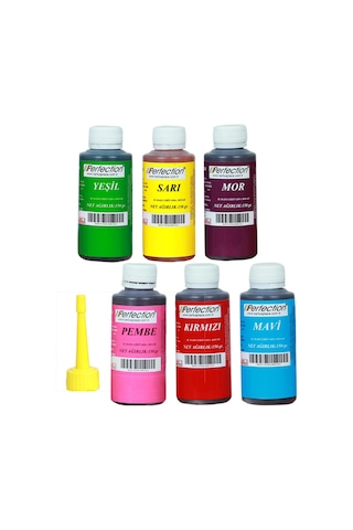 Perfection Chef 6'lı Sıvı Su Bazlı Likit Gıda Boyası Pembe Turuncu Sarı Kırmızı Mavi Yeşil 6 X 150 Gr .