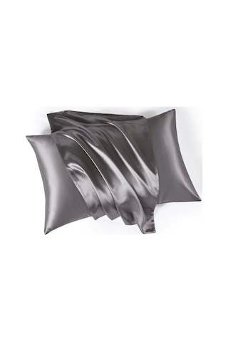 Antibakteriyel Terletmeyen İpek Saten Yastık Kılıfı 2'li 50x70 Gri Gri