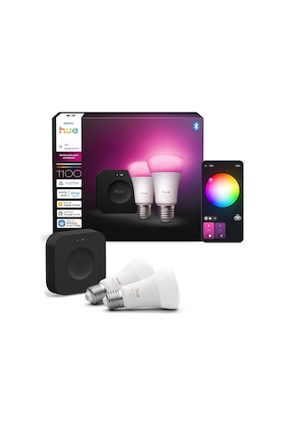 Philips Huewca 9w E27 Renkli Akıllı Ampul 2'li Pro Başlangıç Seti Çok Renkli
