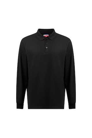 Sanfords Polo Sweatshırt Erkek Siyah Uzun Kollu Polo Yaka Sweatshirt Siyah