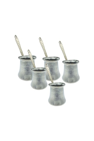 Cezve Bakır Gümüş 5'li Set